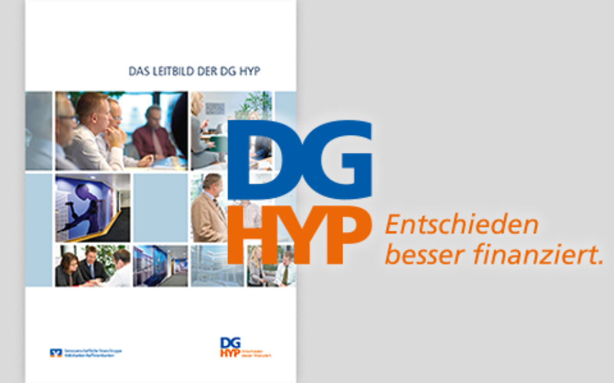 Realignment as a commercial real estate bank in the Genossenschaftliche FinanzGruppe (Cooperative Financial Network) Image brochure "DG HYP's mission statement" with new logo and new claim