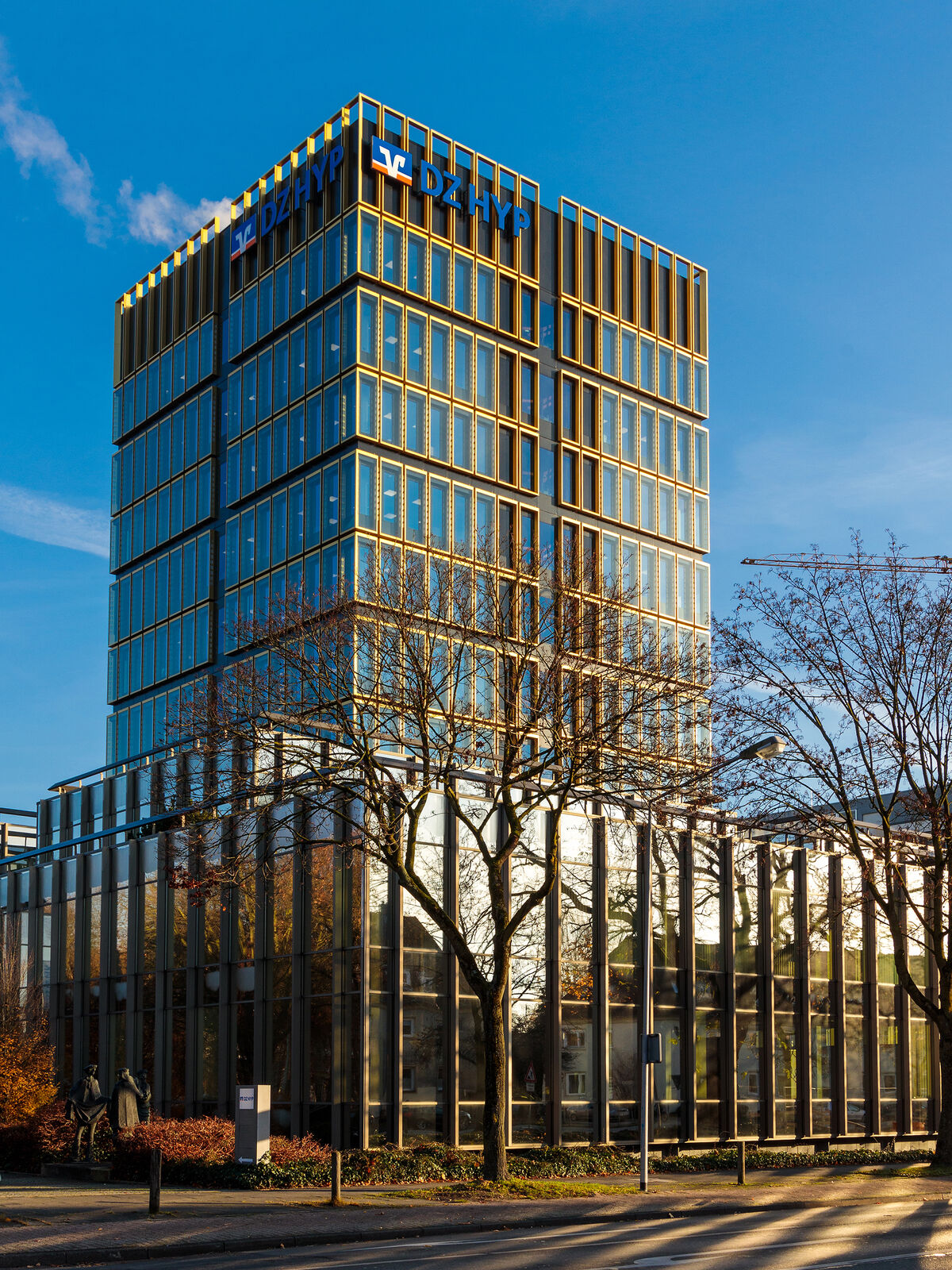 Merger of DG HYP with WL BANK to form DZ HYP 2018 Company building with glass facade of the merged WGZ BANK in Münster, Germany