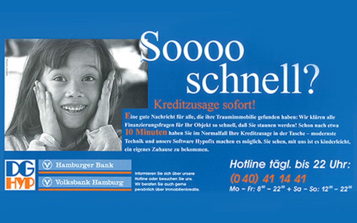 digitalisation of the banking buisness since the seventies Historical ad for computerized loan approval with image of a child