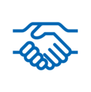  Blue icon: Handshake of two hands