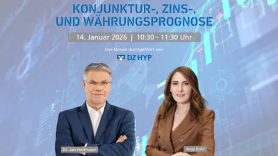 Veranstaltungsankündigung für den 14.01.2026: Anja Kohl und Dr. Jan Holthusen vor einem Börsenchart Veranstaltungsankündigung für den 14.01.2026: Anja Kohl und Dr. Jan Holthusen vor einem Börsenchart
